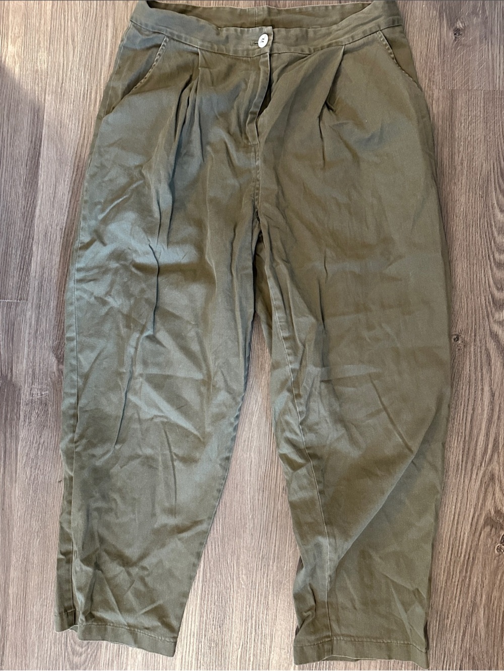Olive Green Barrel Leg Pants